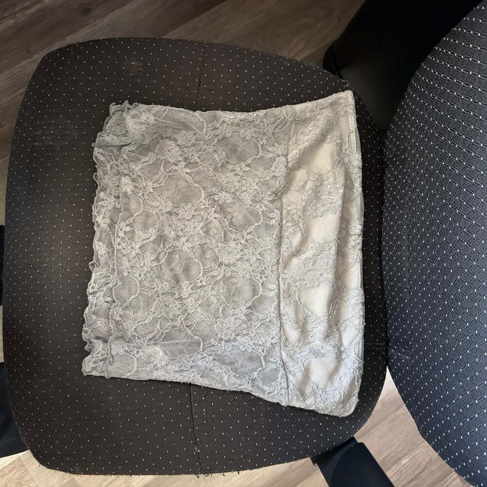 Gray Floral Lace Tube Top, Bandeau Style, Size XL - Soft & Stretchy